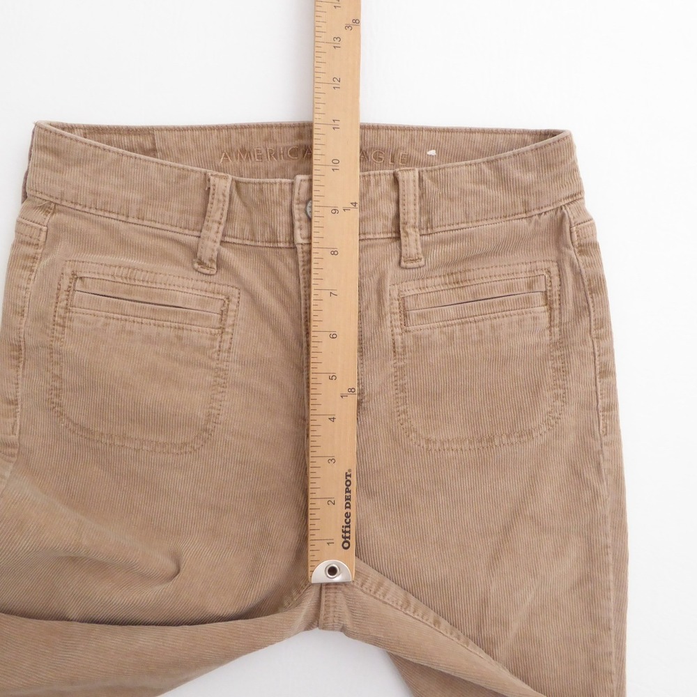 American Eagle Women Pants Tan Corduroy Flare Button Fly Size 2 - Picture 5 of 9